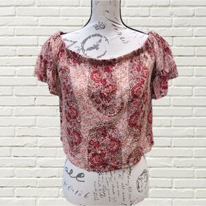 Madewell -269 floral‎ paisley short sleeve blouse off shoulder Small